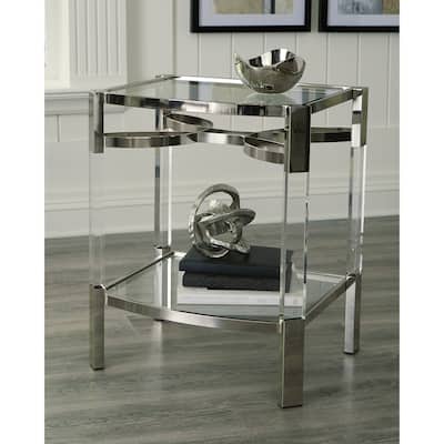 Chaseton Contemporary Clear/Silver Accent Table - 22"W x 18"D x 26"H