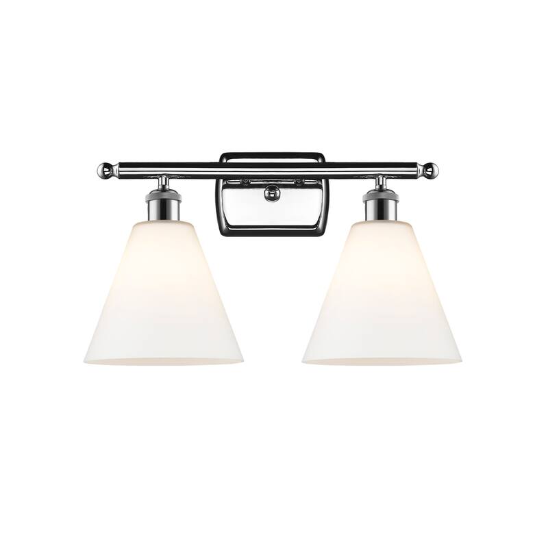 Innovations Lighting 516-2W-11-18 Berkshire Vanity Berkshire 2 Light - Polished Chrome / Matte White
