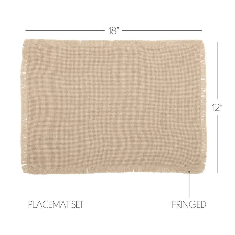 Burlap Placemat Fringed Set of 6 12x18 - Placemat 12x18