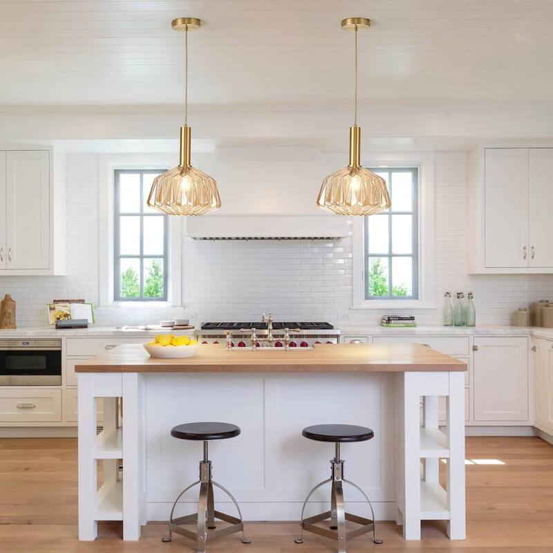 11.81" modern hanging light amber bedroom light glass, metal pendant light