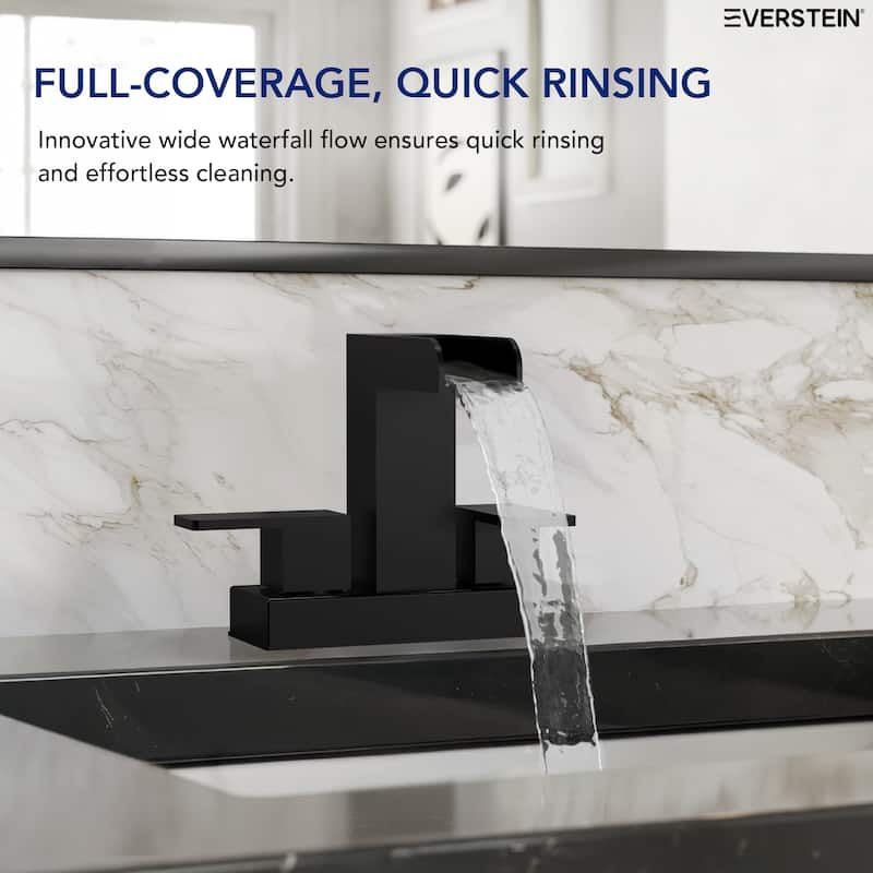 2/3 Hole Deck Mount Waterfall Sink Faucet with Dual Handles Open Spout Design