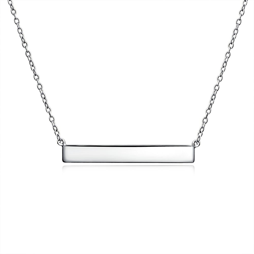 Paialco 925 Sterling Silver Horizontal Bar Pendant Necklace 18 Inches