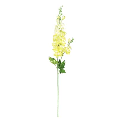Set of 6 Yellow Artificial Delphinium Flower Stem Spray 34in - 34" L x 4" W x 4' DP