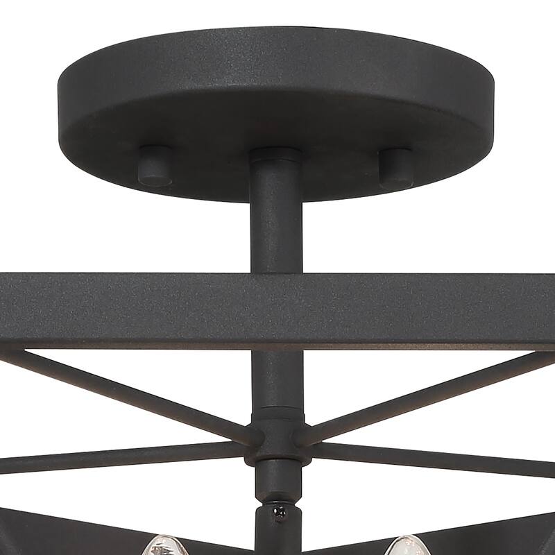 5-light Modern Farmhouse Black Semi-flush Mount Ceiling Lights - 15 inches