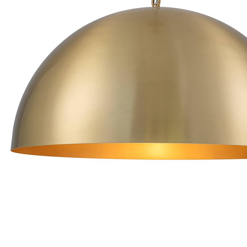 Mid-Century Modern Brass Oversized Metal Dome Pendant Light
