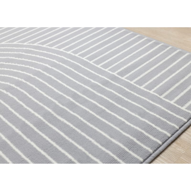 Forte Grey White Curved Arches Indoor Area Rug, 5'3" x 7'5"