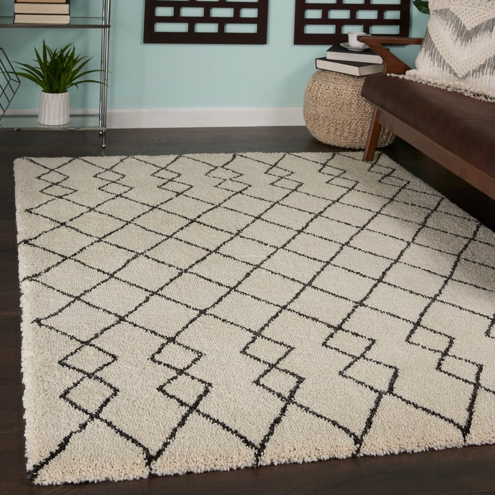 Nourison Geometric Moroccan Boho Shag Area Rug