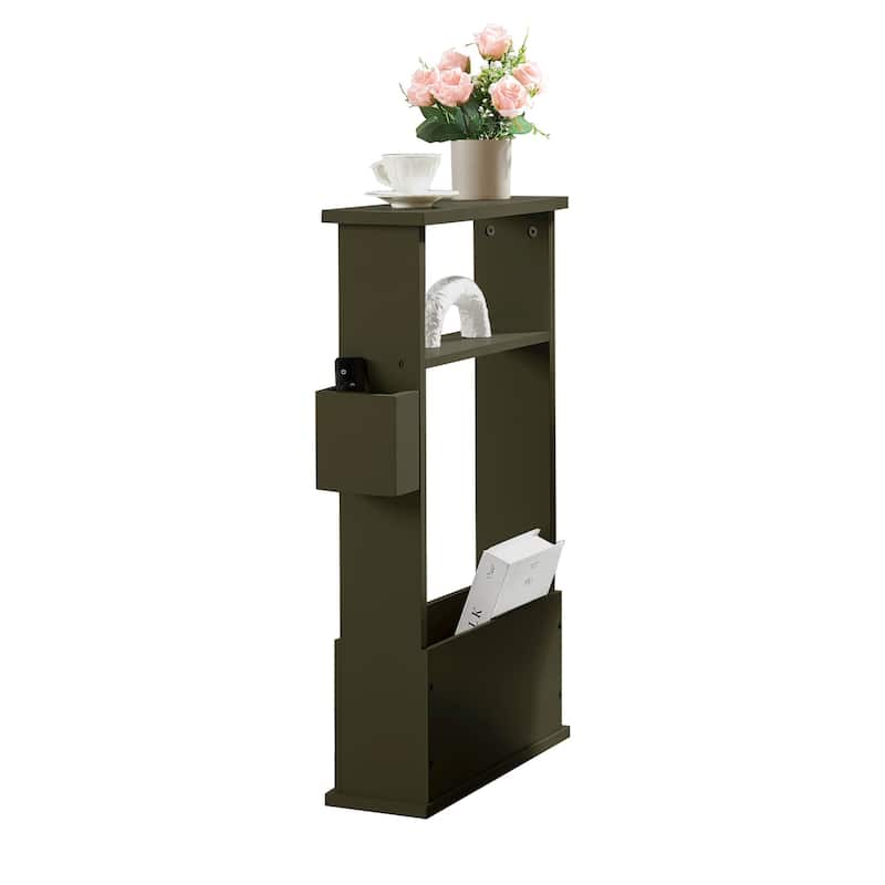 Zeke Modern Wood Magazine Side Table with Storage Rack