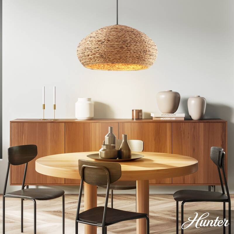 Hunter Cambria Boho Seagrass Pendant - Kitchen, Bedroom, Living Room, Dining Room, Entry - Transitional, Coastal