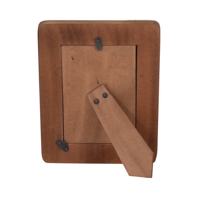 Sagebrook Home Modern Neutral Resin Ivory/Natural Wood and Woven Photo Frame