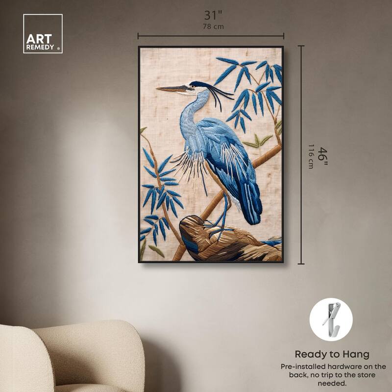 Needlework Heron Canvas by Art Remedy