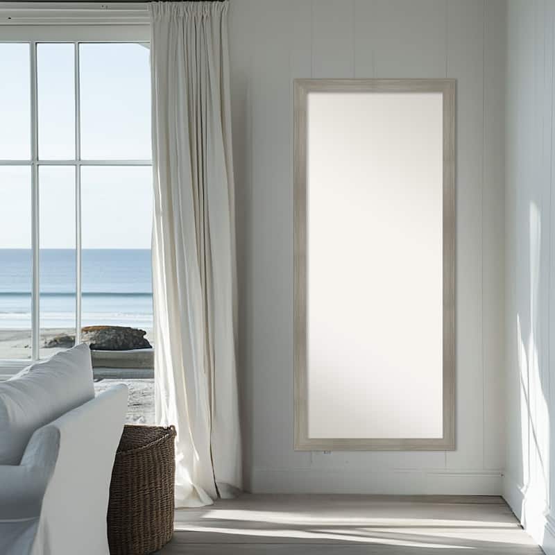 Grand Narrow Non-Beveled Framed Full-Length Floor Leaner Mirror