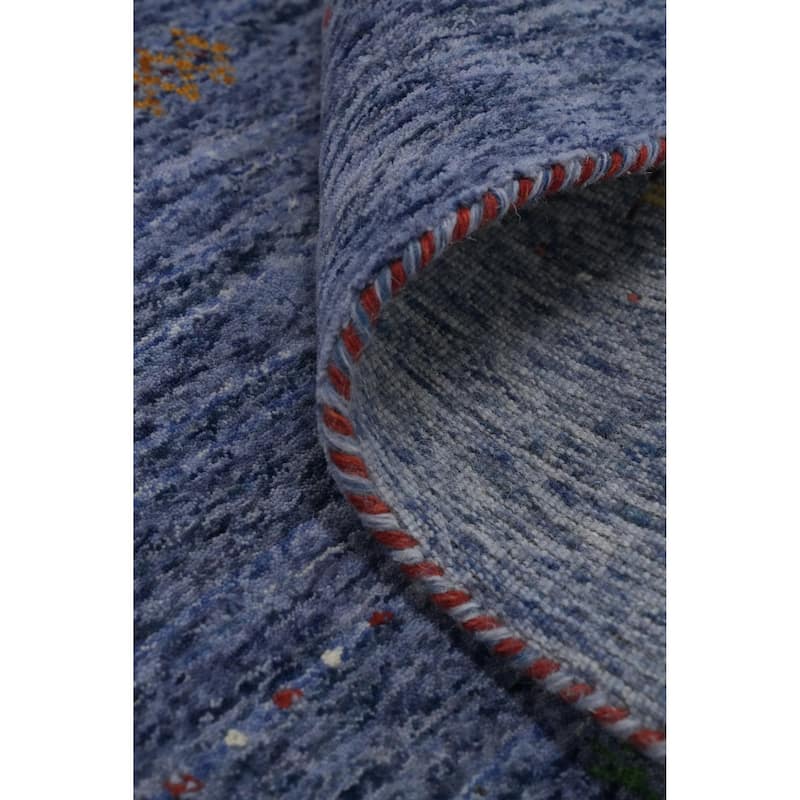 Hand Knotted Oriental 100% Wool Carpet Tribal Animal Pictorial Navy Blue & Blues Gabbeh Area Rug - 6' 0'' X 6' 1''