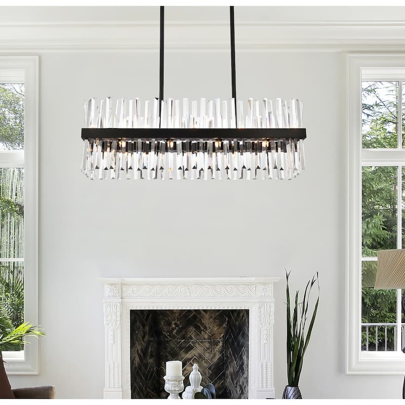 Indigo Home 36 inch crystal rectangle chandelier light