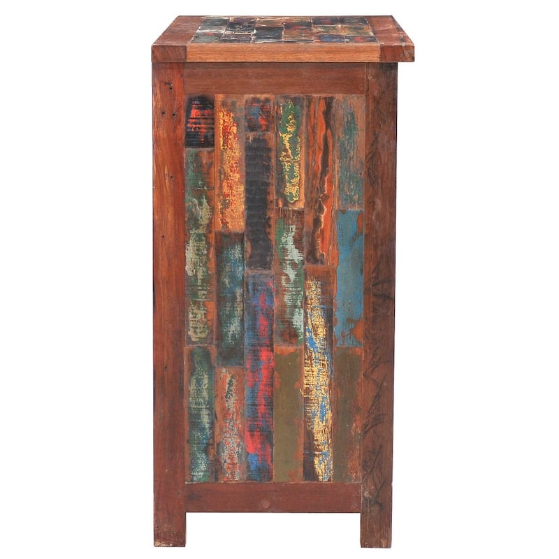 Marina Del Rey Recycled Teak Wood Linen Cabinet with 2 doors and 2 drawers