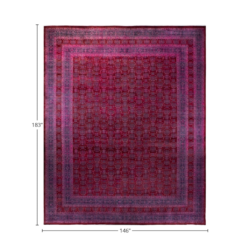 Overton Handknotted Wool Vintage Inspired Contemporary Overdyed Red Area Rug - 15' 3" x 12' 2"