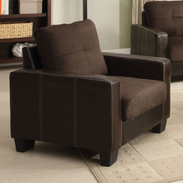 slide 1 of 5, Microfiber and Leatherette Upholstered Chair, Chocolate and Espresso