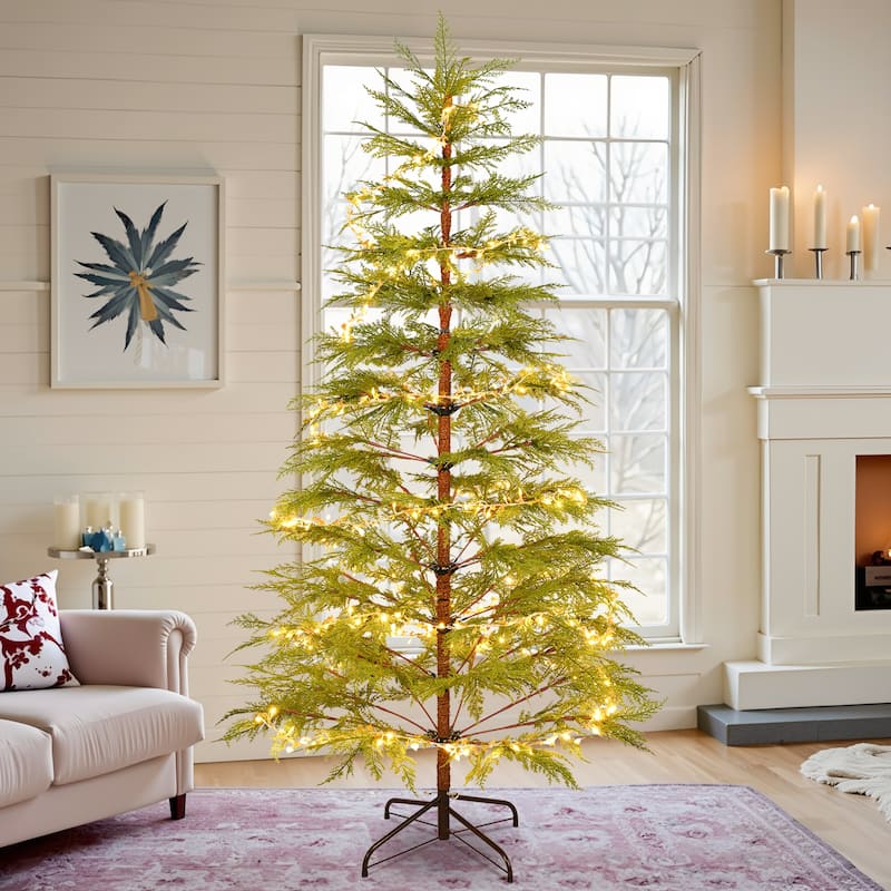 6 Feet Artificial Full Christmas Tree Includes LED Lights and Metal Stand, 612 Tips Full Tree,Xmas Decoration