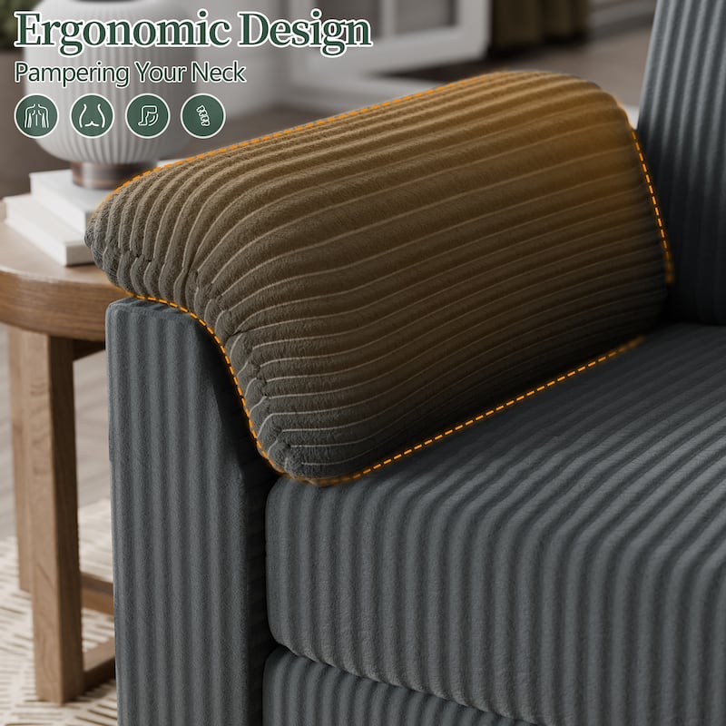 Futzca ​Sectional Sofa Couch, 3 Seat L Shaped Sofa with Removable Pillows