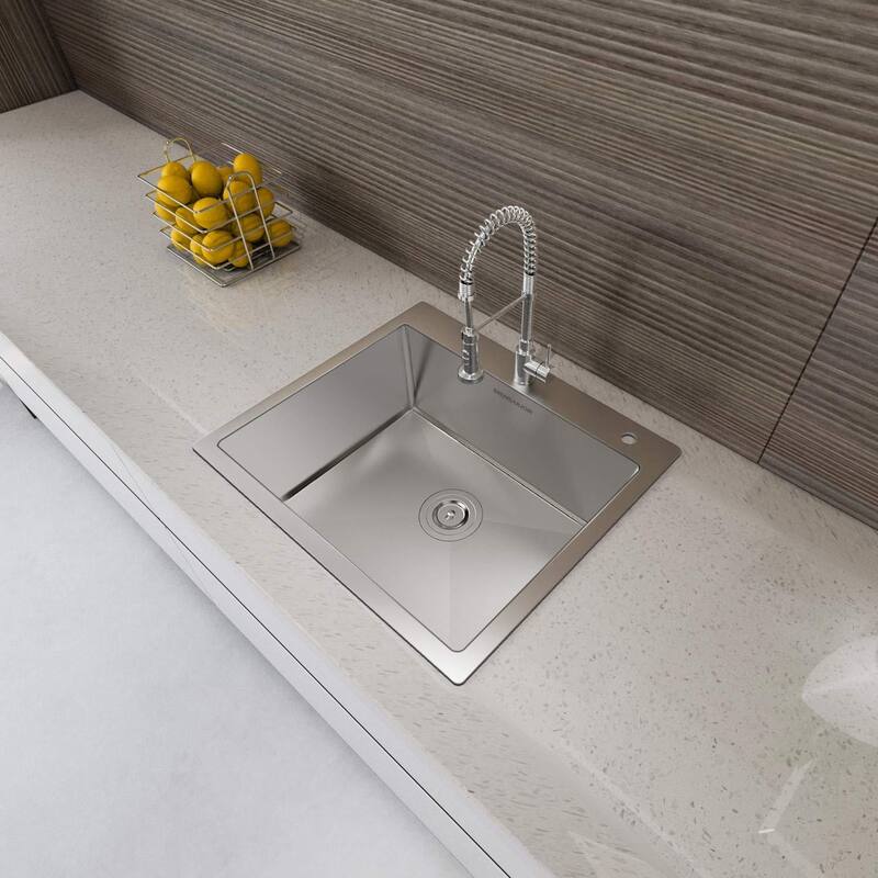 Drop-in Topmount 16 Gauge Single Bowl Stainless Steel Kitchen Sink