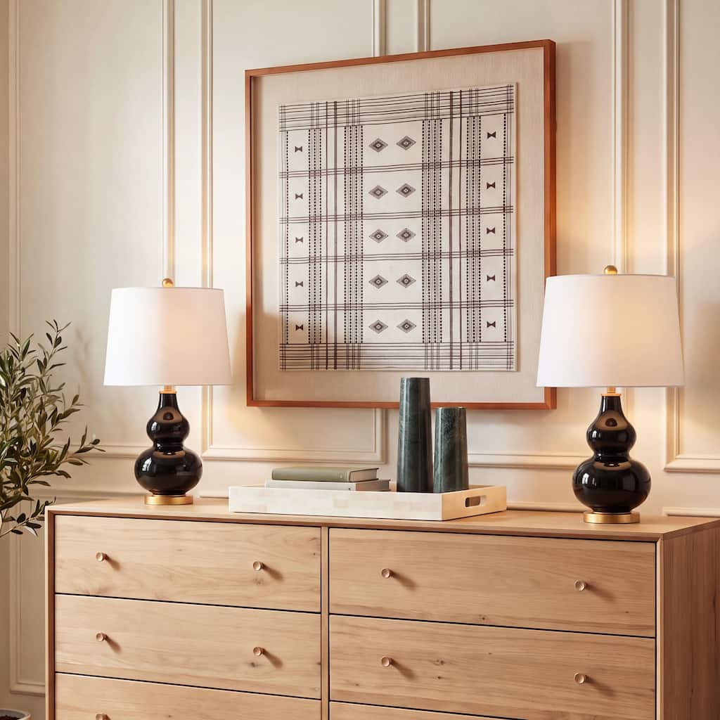 SAFAVIEH Lighting Diede Glam Glass Table Lamp Set of 2, 28.5-Inch - 15Wx15Dx29H