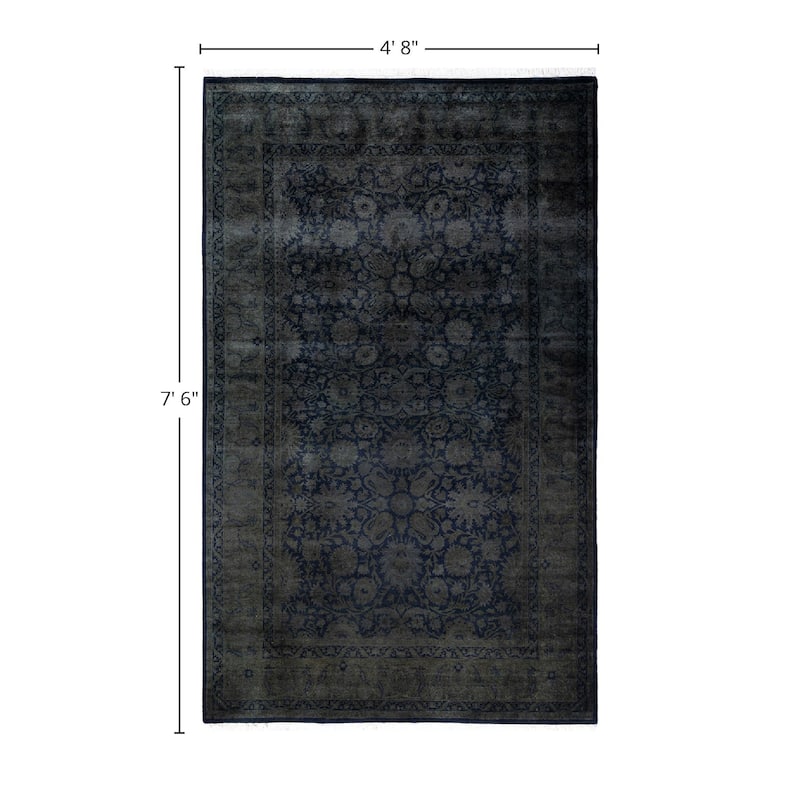 Fine Vibrance One-of-a-Kind Hand-Knotted Area Rug - Black, 4' 8" x 7' 6" - 4' 8" x 7' 6"