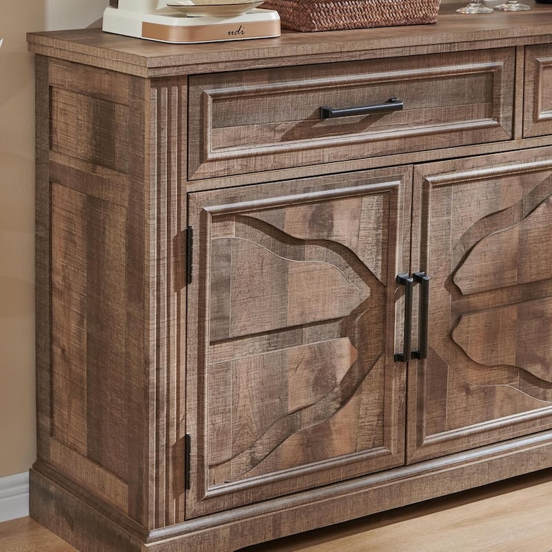 55" Large Buffet Sideboard Cabinet, Buffet Table Coffee Bar Wine Bar