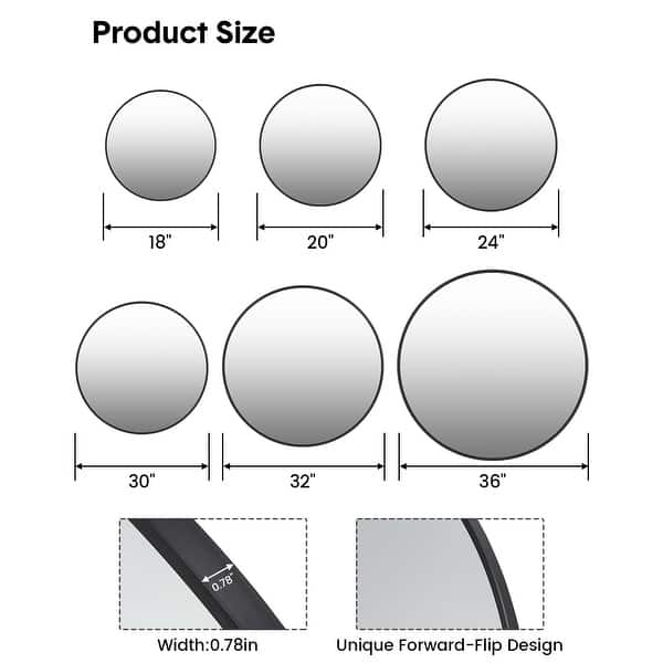 dimension image slide 0 of 2, 30 inchRound Mirror for Wall, Round Bathroom Mirror