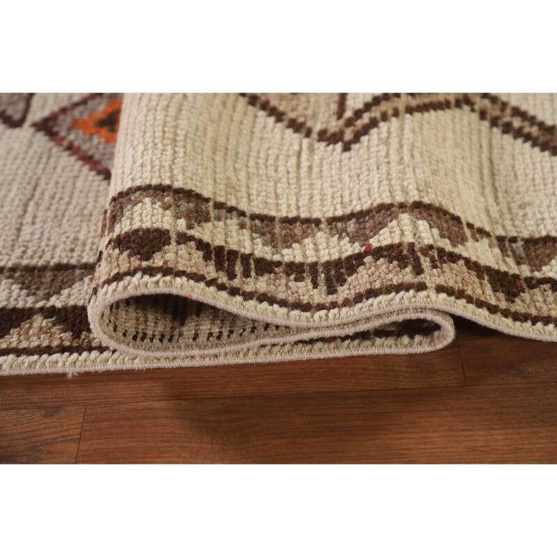 Natural Dye Anatolian Runner Rug Handmade Turkish Wool Carpet - 3'2"x 12'3"