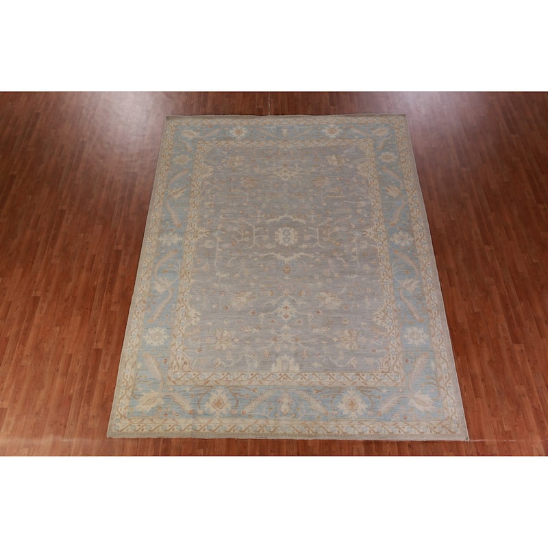 Hand Knotted Oriental 100% Wool Carpet Transitional All-Over Greys & Charcoal Oushak Area Rug - 11' 8'' X 9' 0''