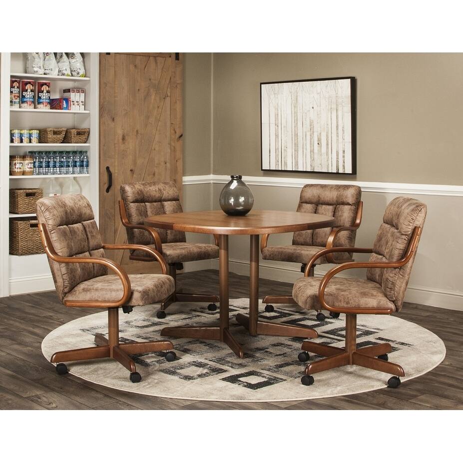 Caster Chair Company 5-Piece Caster Dining Set 42x42 Table & Rawhide Microsuede Chairs