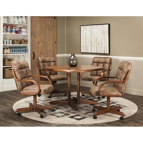 Caster Chair Company 5 Pc Dining Set - 42x42 Table / Rawhide Fabric Chair