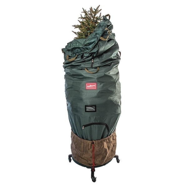TreeKeeper Large Girth Upright Tree Storage Bag w/ Rolling Tree Stand ...
