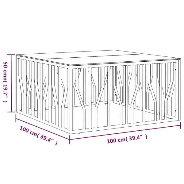 vidaXL Coffee Table Accent Side End Table for Living Room Stainless Steel - 39.4" x 39.4" x 19.7"