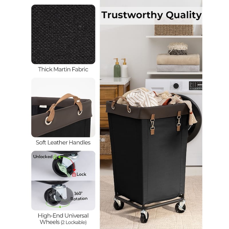 Large Laundry Hamper with Wheels, 160L Canvas Laundry Basket for Hotel, Home, Closet, Dorm