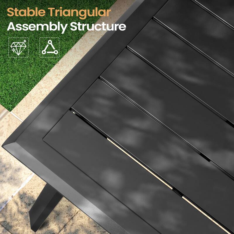 VredHom Outdoor Aluminum Dining Table with Umbrella Hole