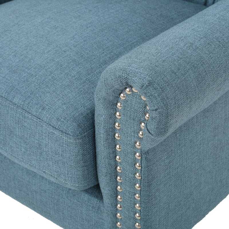 Modern 30" High Back Upholstered Button Tufted Accent Chair with Nailheads for Living Room