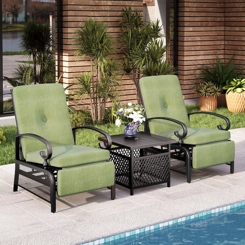 MAISON ARTS Adjustable Recliner Lounge Chair & Bistro Table Set - Perfect for Outdoor, Patio, Garden, and Porch