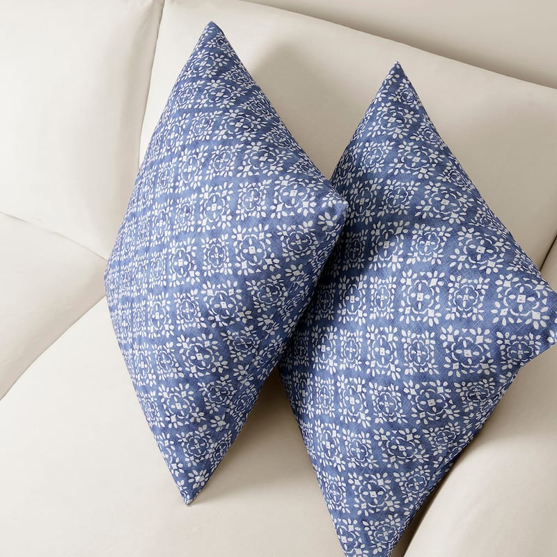 Exclusive Fabrics Printed Cotton Throw Pillow Covers 18 X 18 - Textured Decorative Pillow Covers (Set of 2)