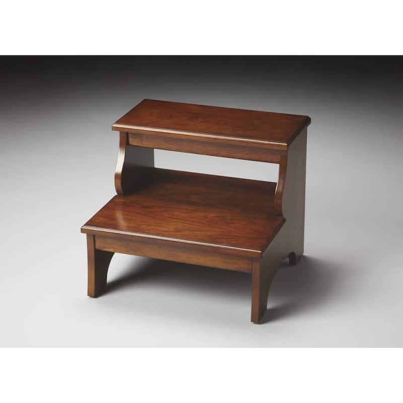 Brown Wood Step Stool with 4 Leg Base 18 Inch Seat Height - 16" x 15" x 18" (D x W x H)