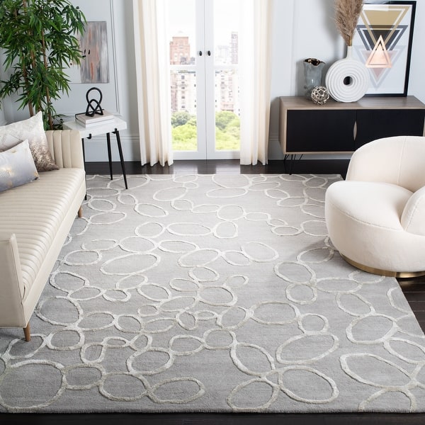 slide 1 of 36, SAFAVIEH Handmade Soho Yumi Loops N.Z. Wool Rug 3'6" x 5'6" - Grey
