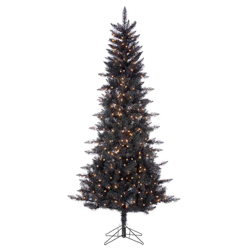 7.5 Foot Black Tinsel Tree - N/A