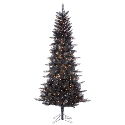 7.5 Foot Black Tinsel Tree - N/A