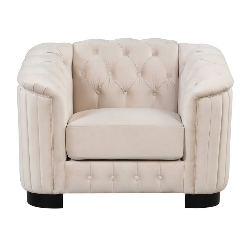 3 Pieces Modern elvet Upholstered Living Room Sofa Set Sectional