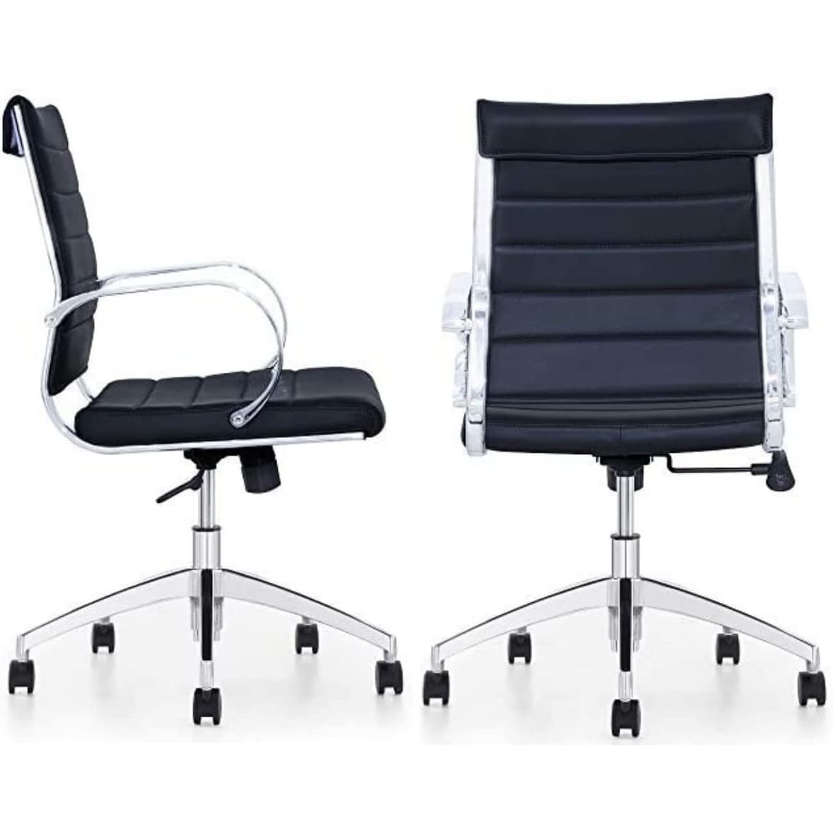 GM Seating Ribbed Mid Back Desk Chair - Lumbar Support, Modern