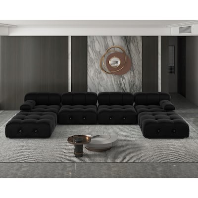 6 Pieces Velvet Modular Sectional Sofa Chaise