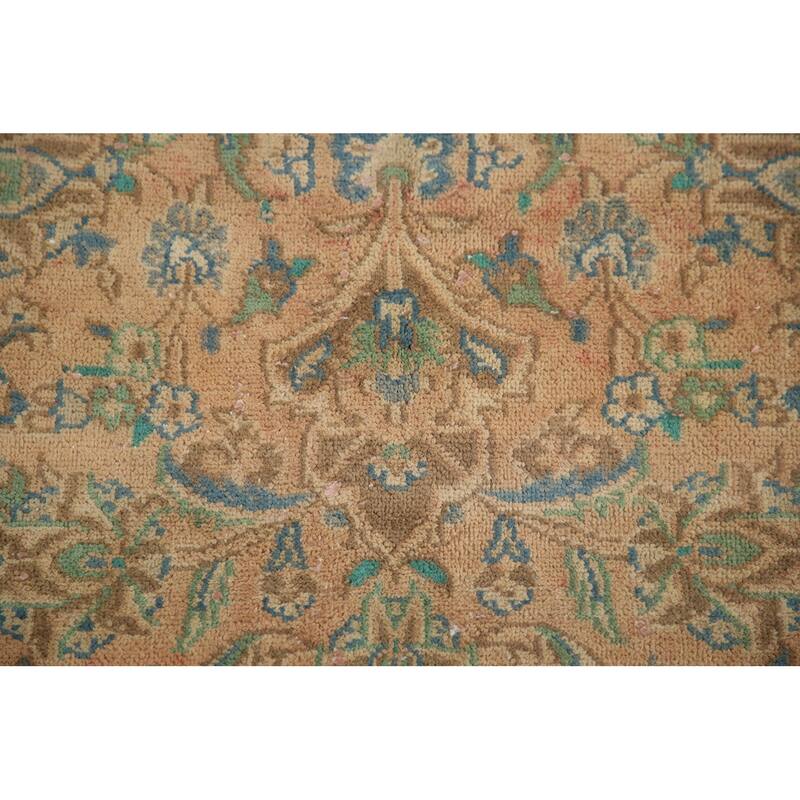 Hand Knotted Oriental 100% Wool Carpet Traditional Floral Oranges & Rust Mashad Area Rug - 9' 6'' X 6' 3''