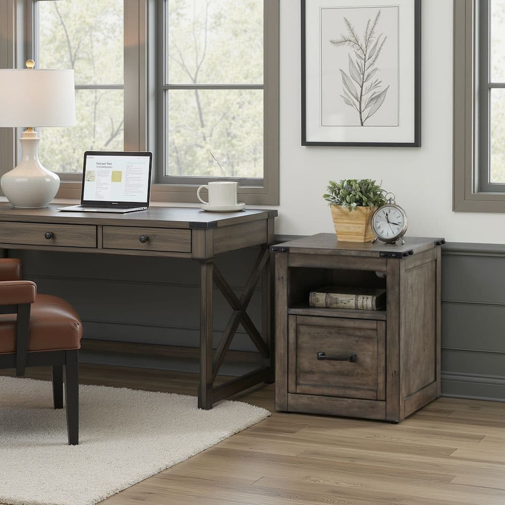 Bridgevine Home Storehouse One Drawer File, Smoked Grey Finish