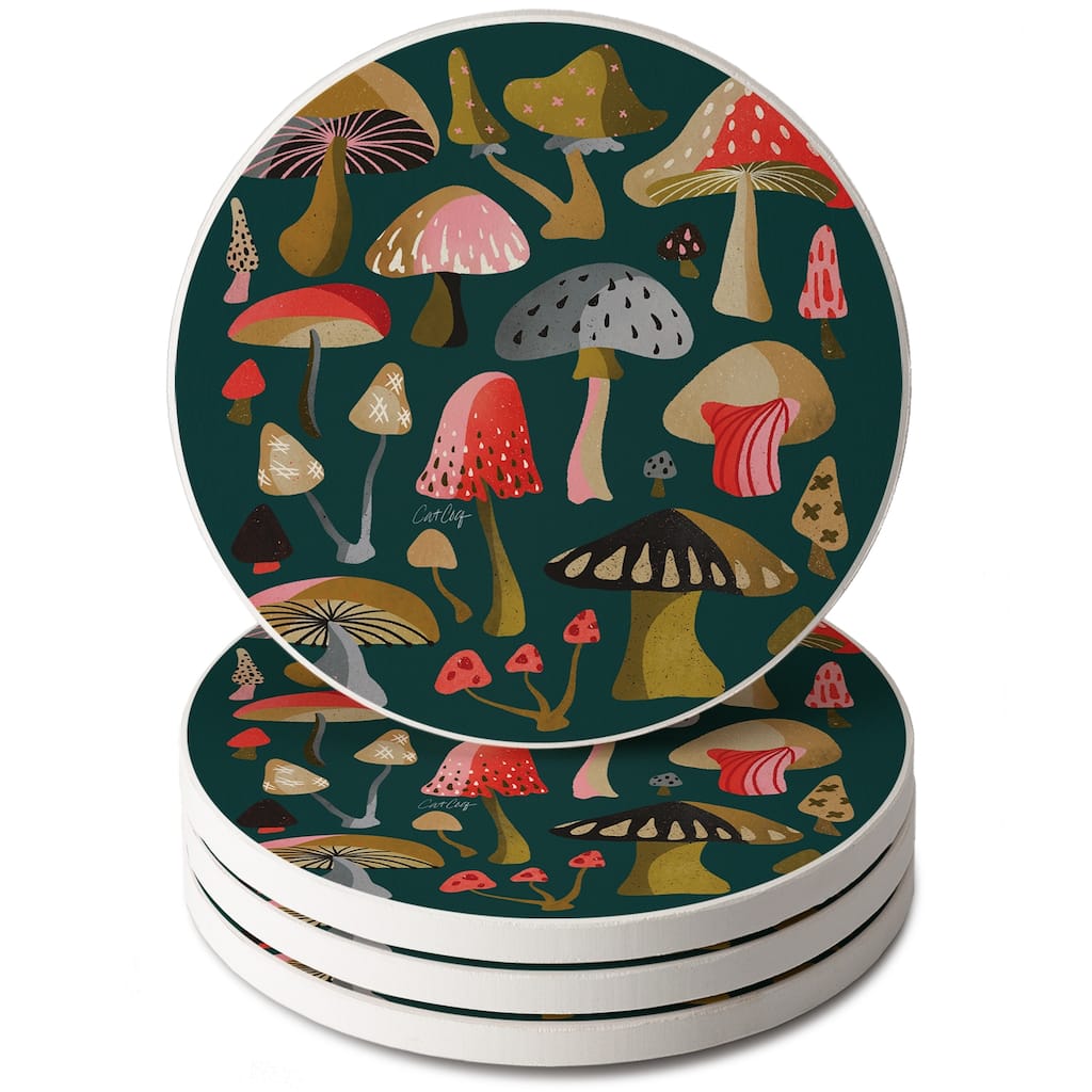 Jewel Branding 4 Pack Round Absorbent Stone Coasters with Protective Cork Backing Manufactured in The USA