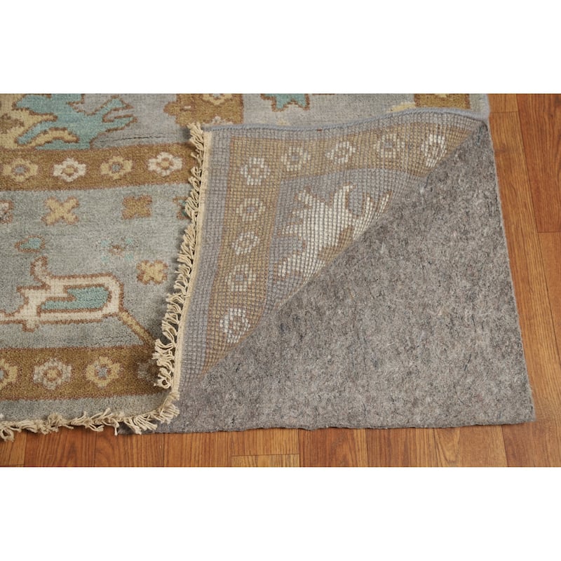 Transitional Blue Oushak Indian Area Rug Handmade Wool Carpet - 9'1" x 11'8"